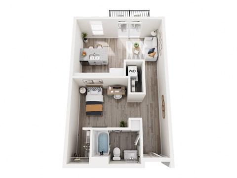 a 1 bedroom floor plan with a bathroom and a living room